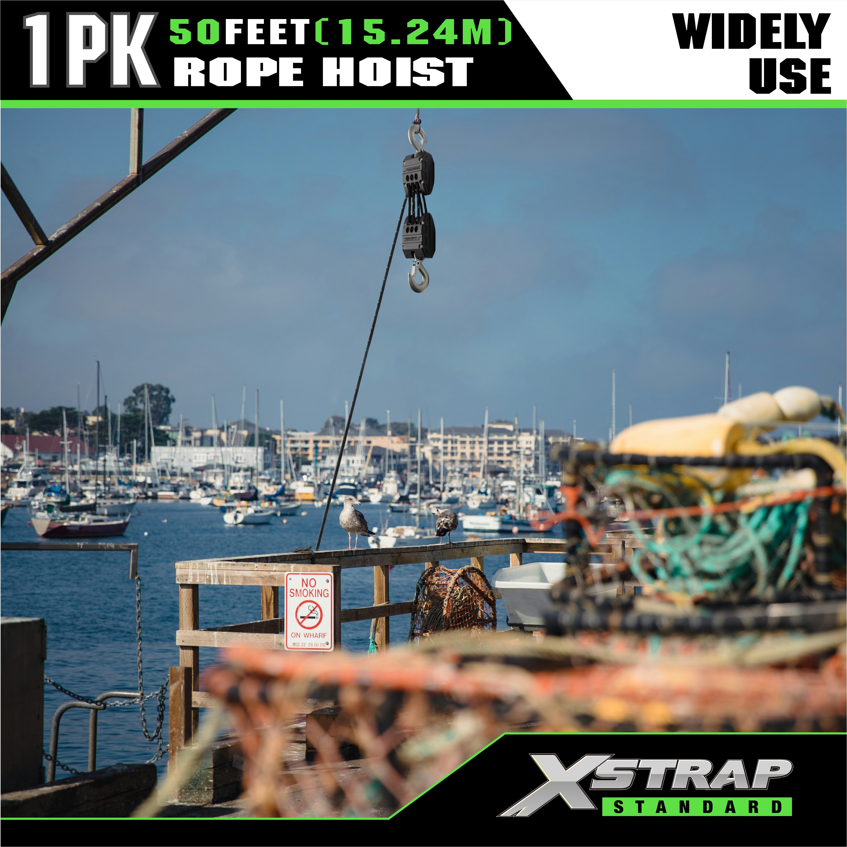 XSTRAP AHLT0003 블랙 로프 호이스트 풀리 시스템 1000LB