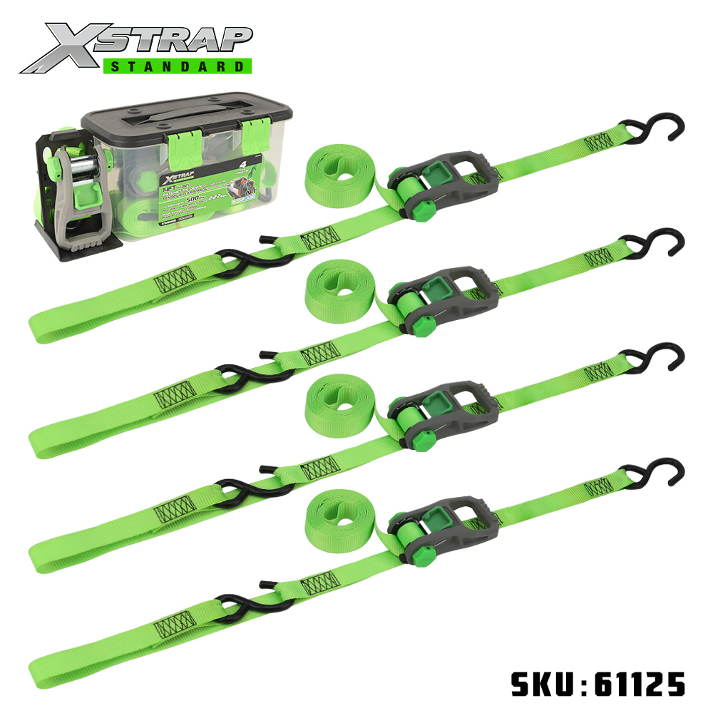Xstrap 61125 1인치 x 14' 4PK 래칫 타이다운(소프트 루프 포함) 500lb SWL