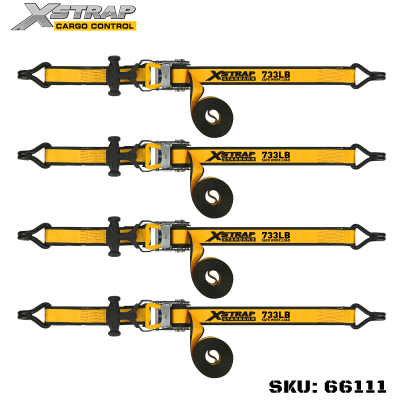 Xstrap 66111 1-1/2인치 x 16' 4PK T 핸들 래칫 타이다운 1100lb SWL