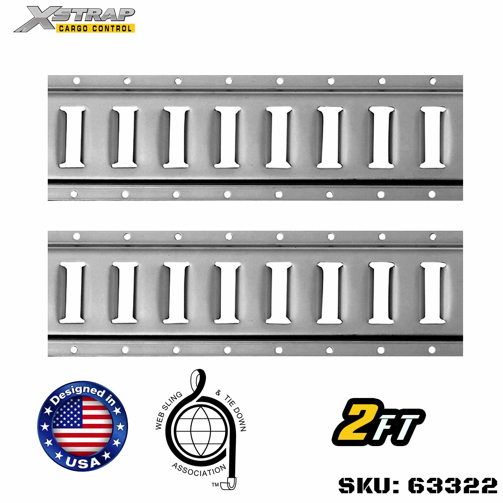 Xstrap 63322 2' 시리즈 E 물류 트랙 - 고급 12게이지 강철 6000LBS로 제작